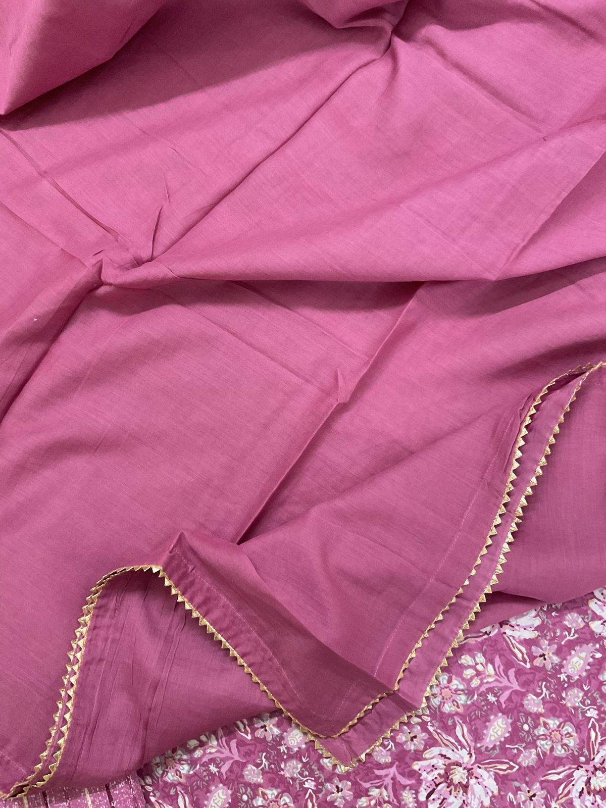 Pure Cotton Printed Suit - Light Wine