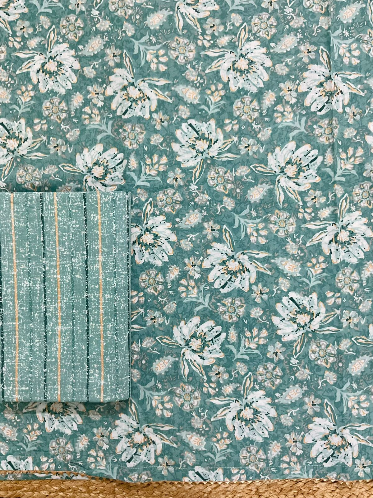 Pure Cotton Printed Suit - Green