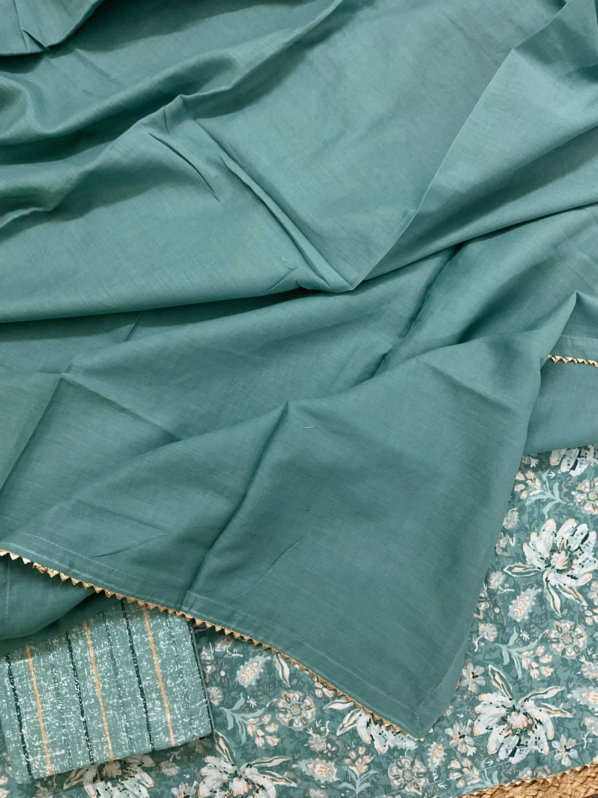 Pure Cotton Printed Suit - Green