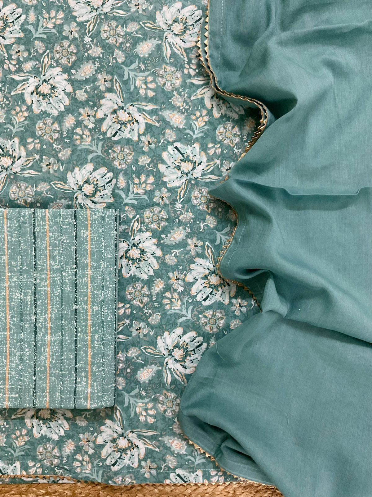 Pure Cotton Printed Suit - Green