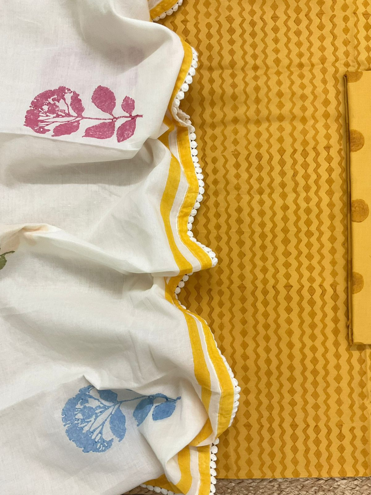 Pure Cotton Printed Suit - Yellow