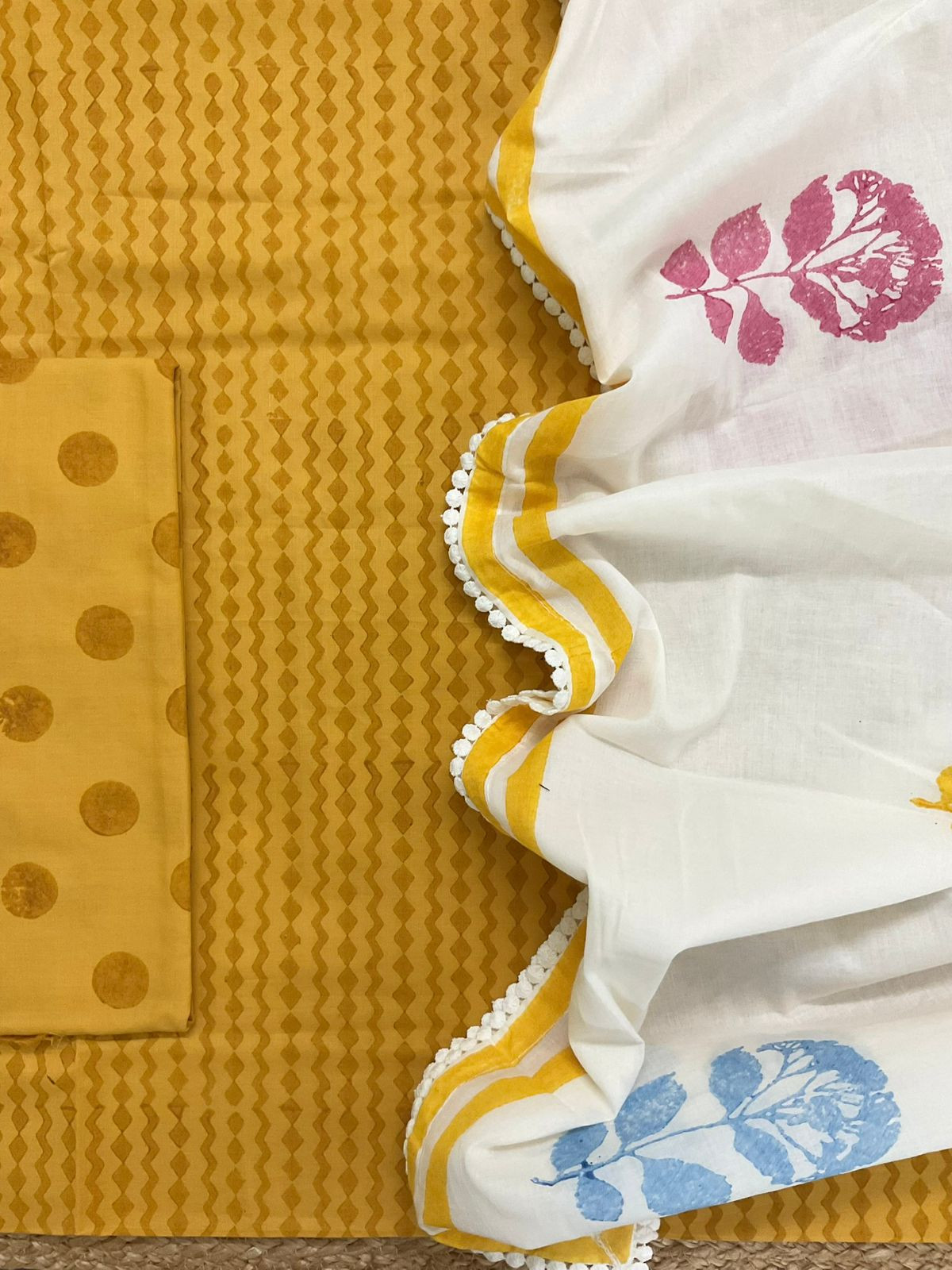 Pure Cotton Printed Suit - Yellow