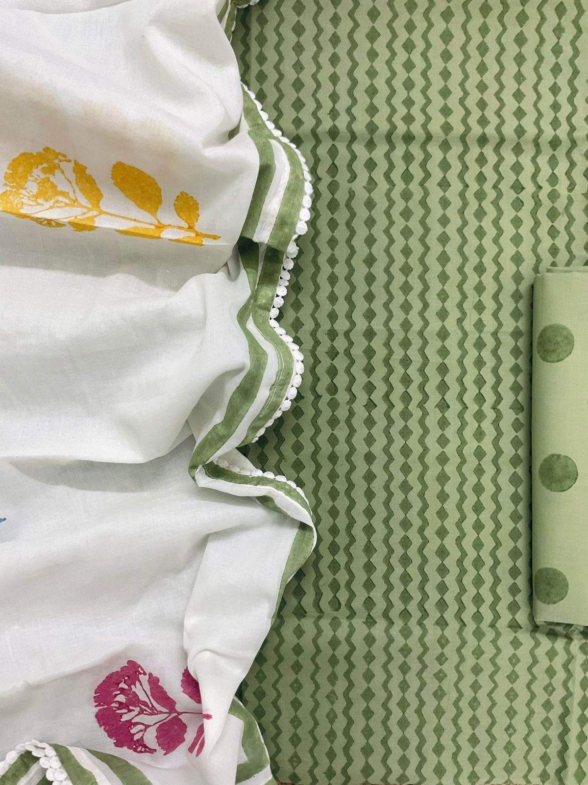 Pure Cotton Printed Suit - Green