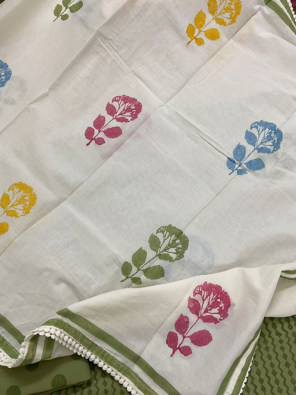 Pure Cotton Printed Suit - Green