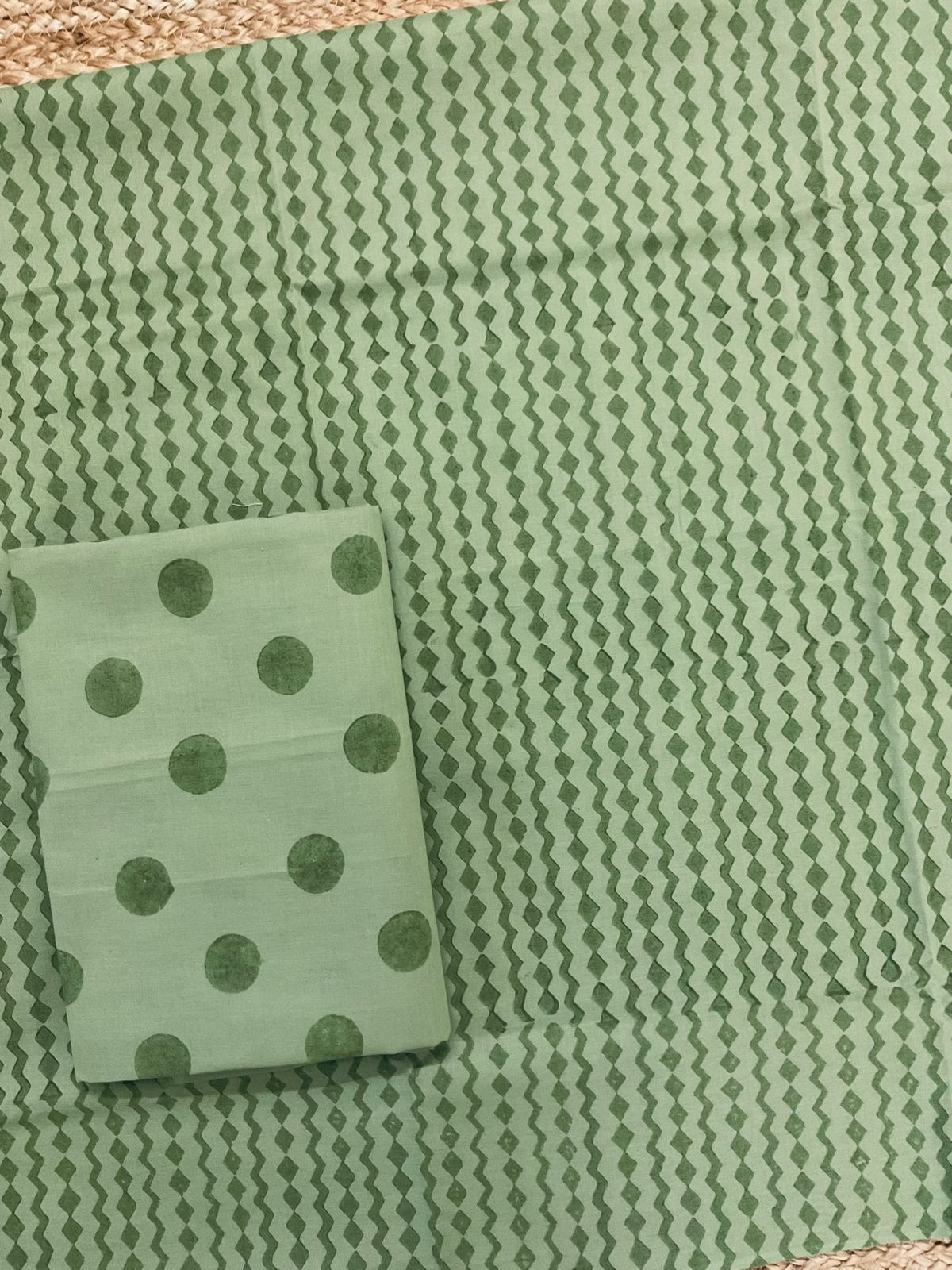 Pure Cotton Printed Suit - Green