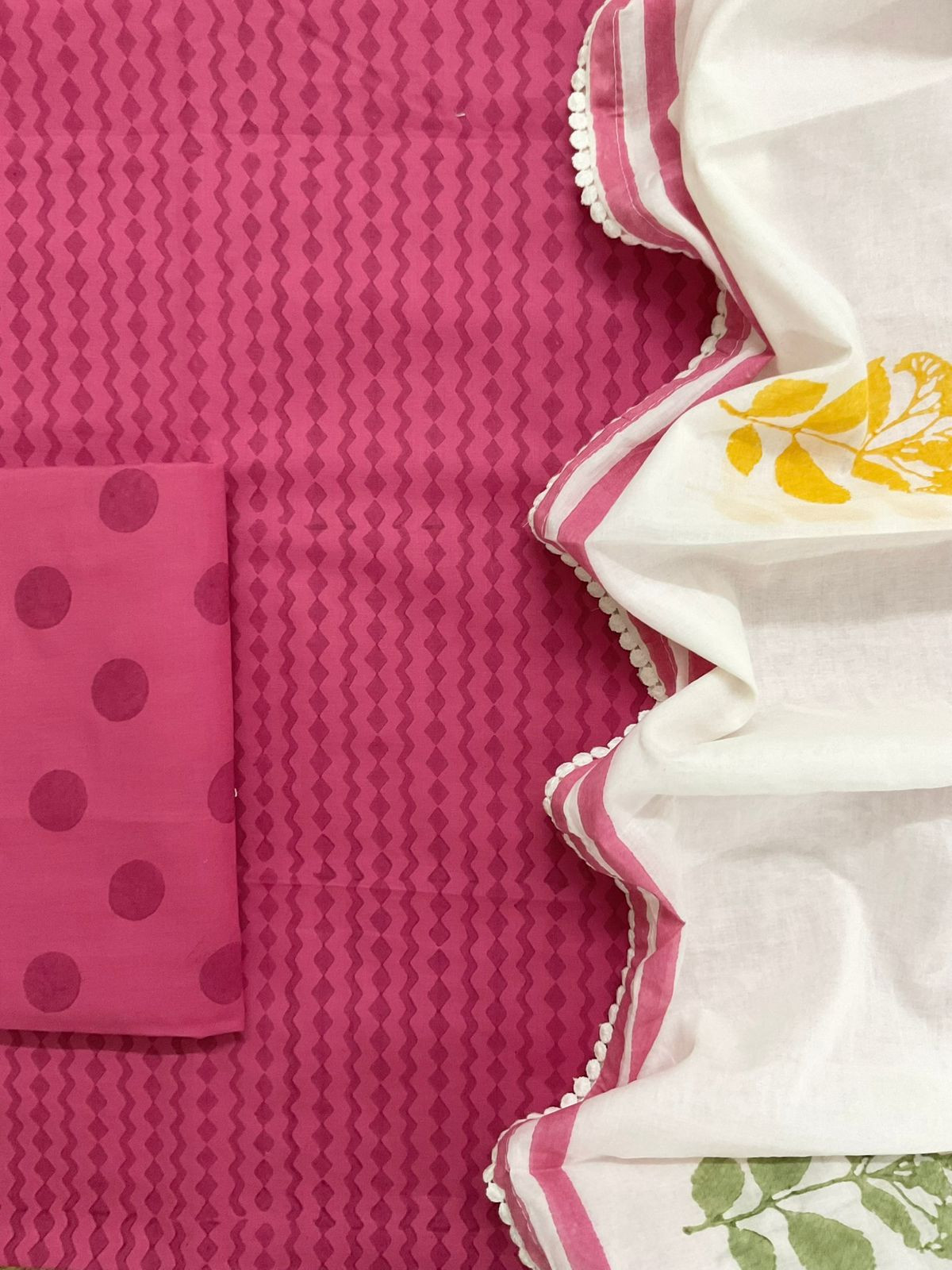 Pure Cotton Printed Suit - Pink