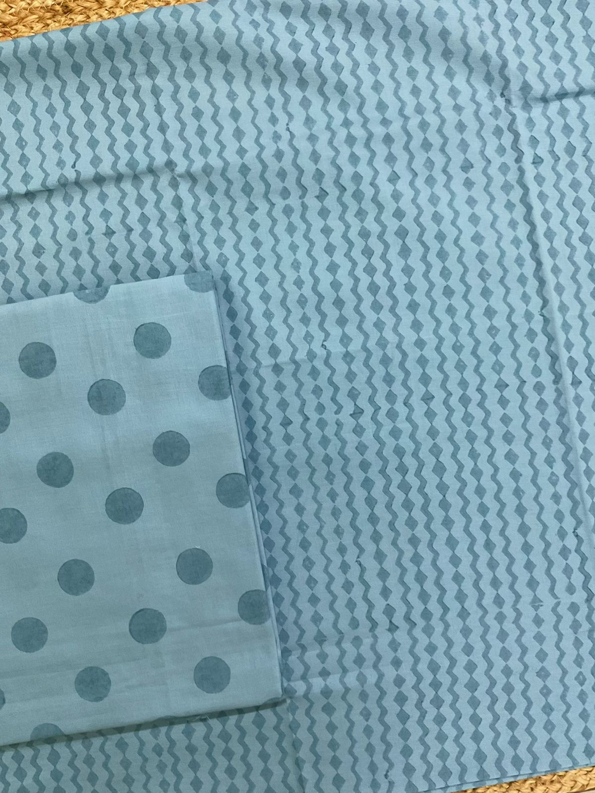 Pure Cotton Printed Suit - Blue