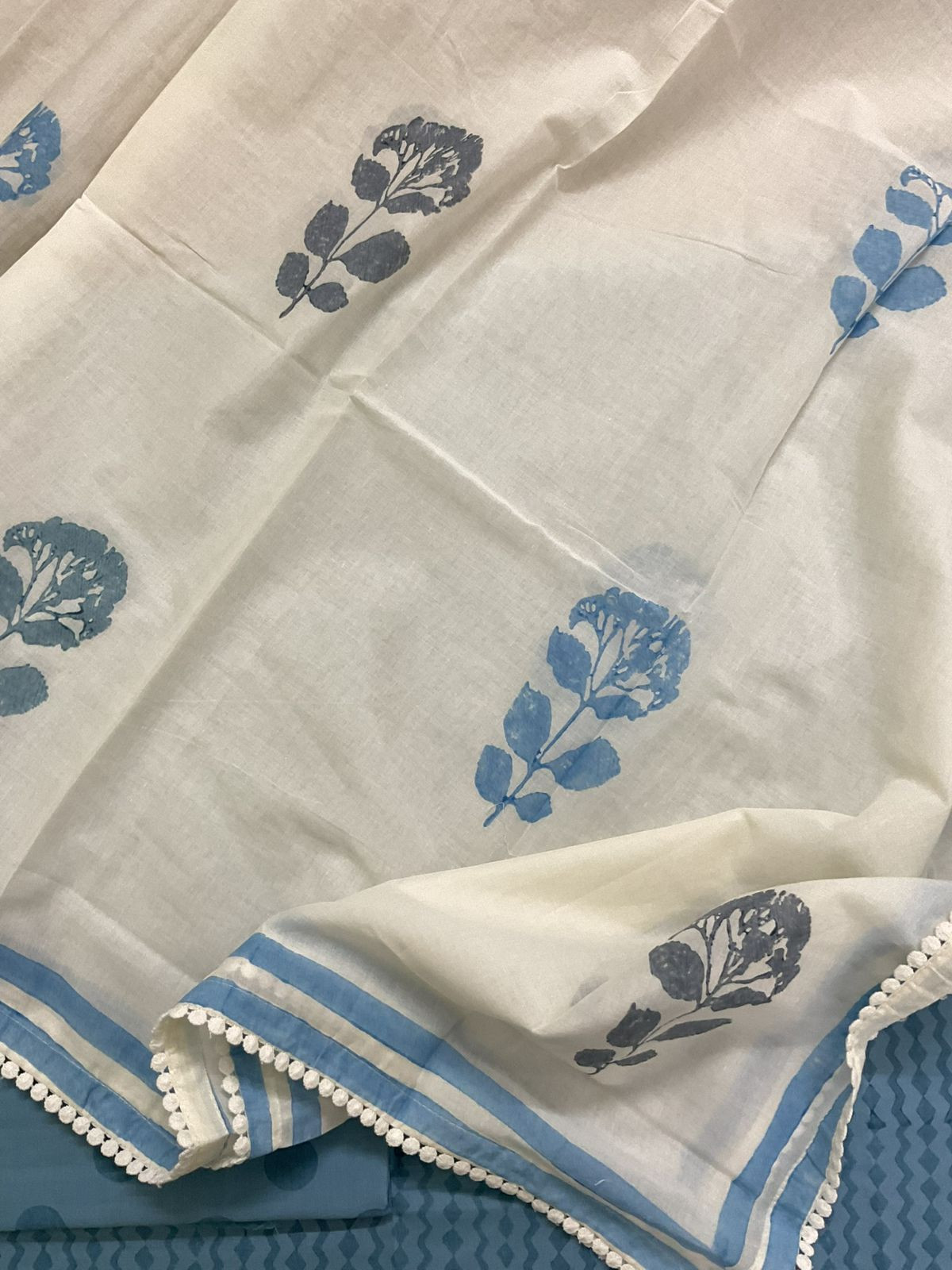 Pure Cotton Printed Suit - Blue