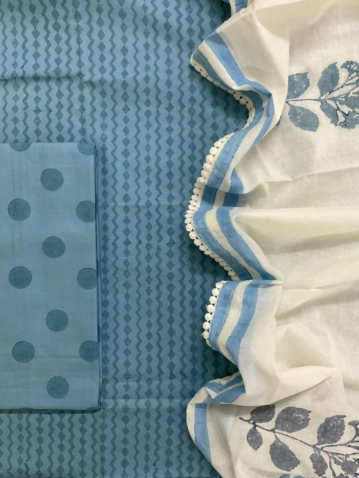 Pure Cotton Printed Suit - Blue