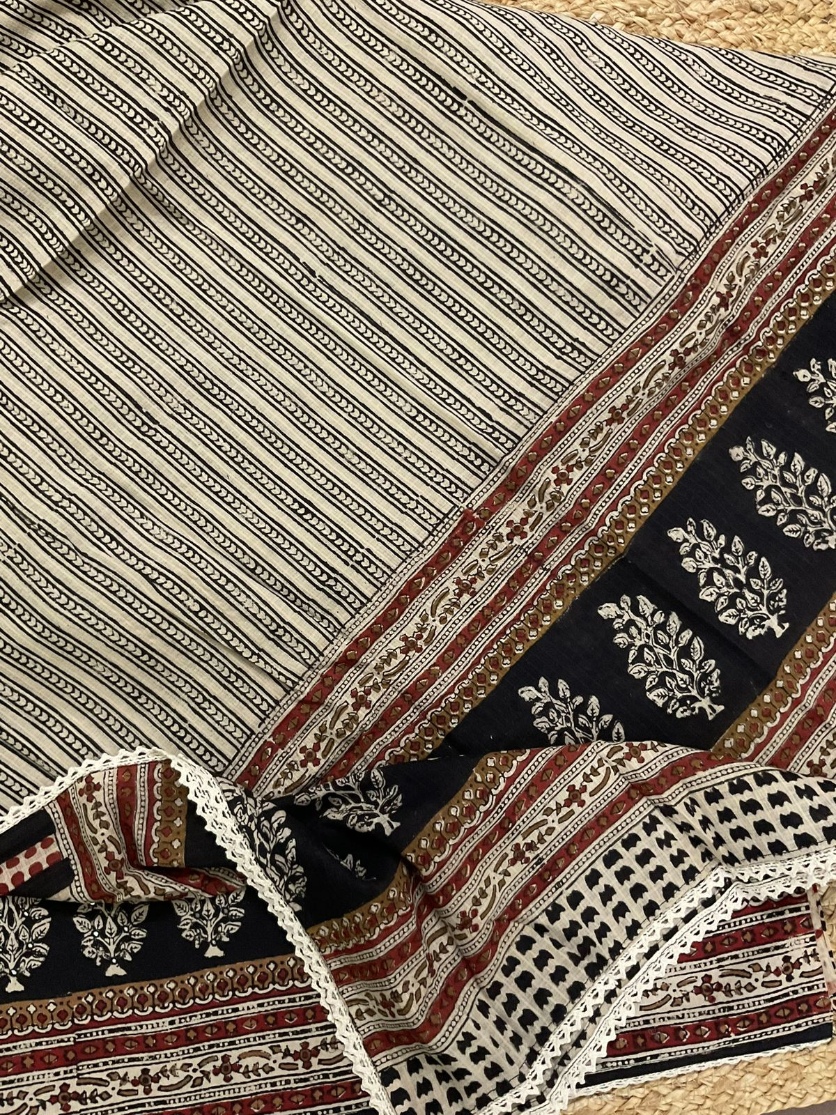 Pure Cotton Printed Embroidered Suit - Maroon