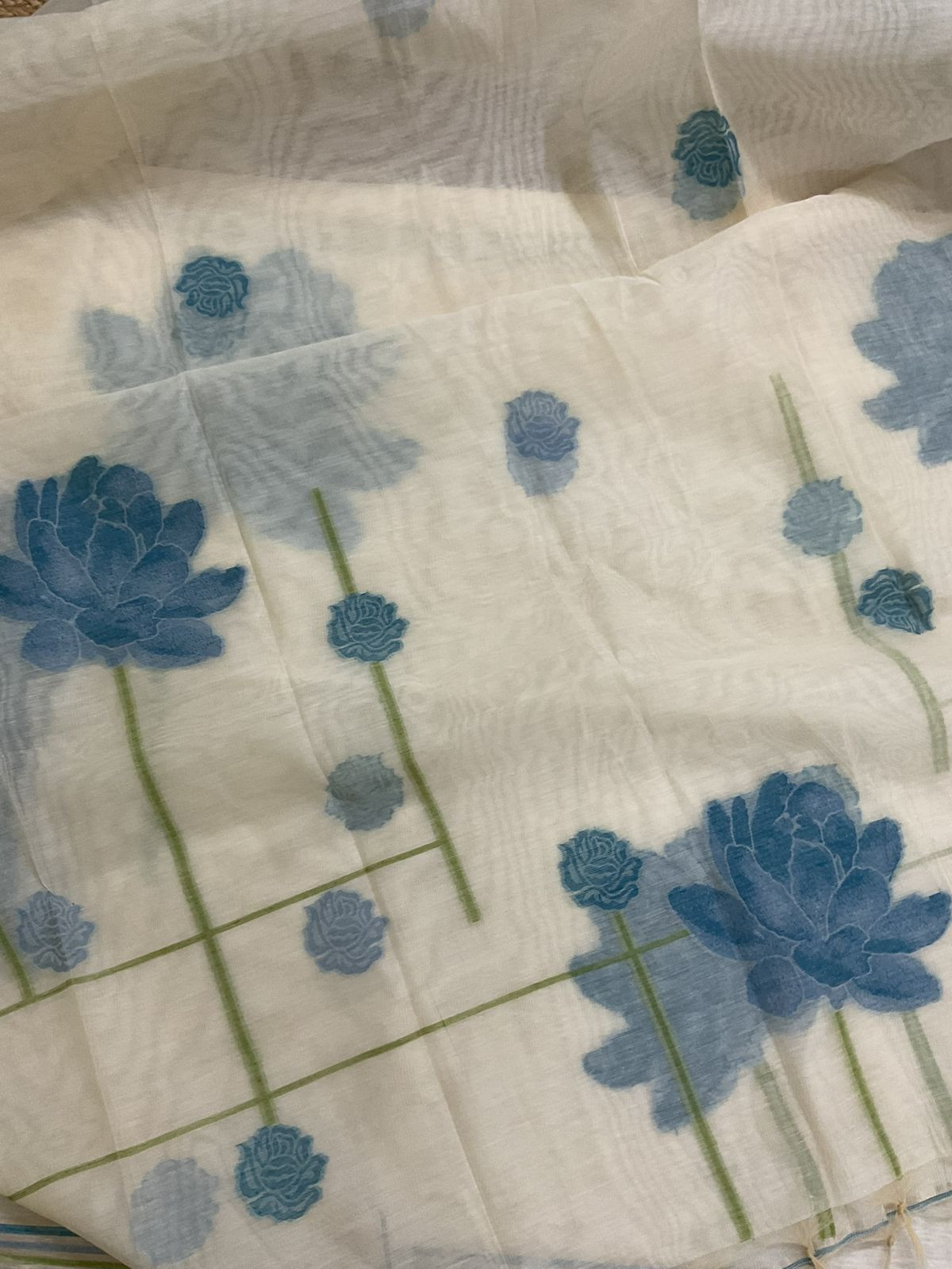 Soft Slub Chanderi Jamdani Weaved Suit - Cream