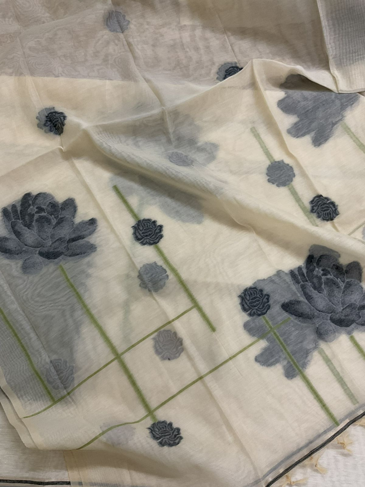 Soft Slub Chanderi Jamdani Weaved Suit - Cream