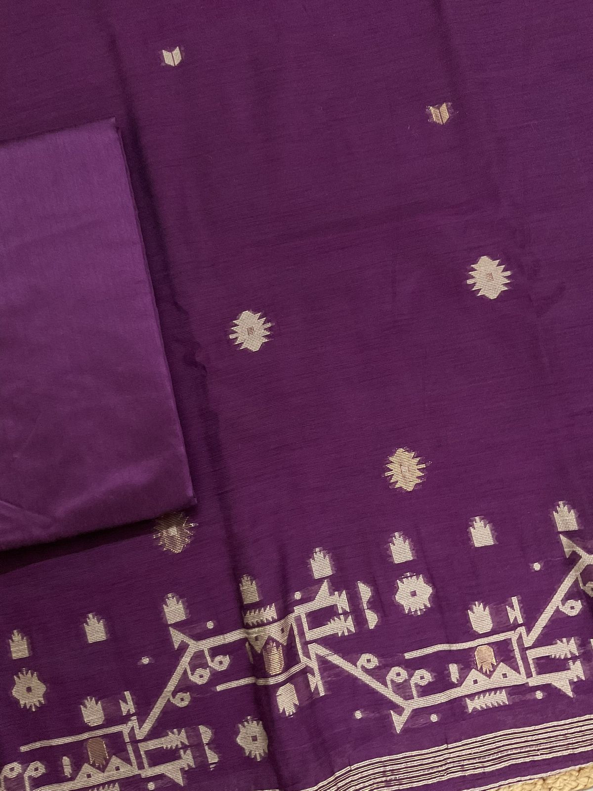 Soft Slub Chanderi Jamdani Weaved Suit - Purple