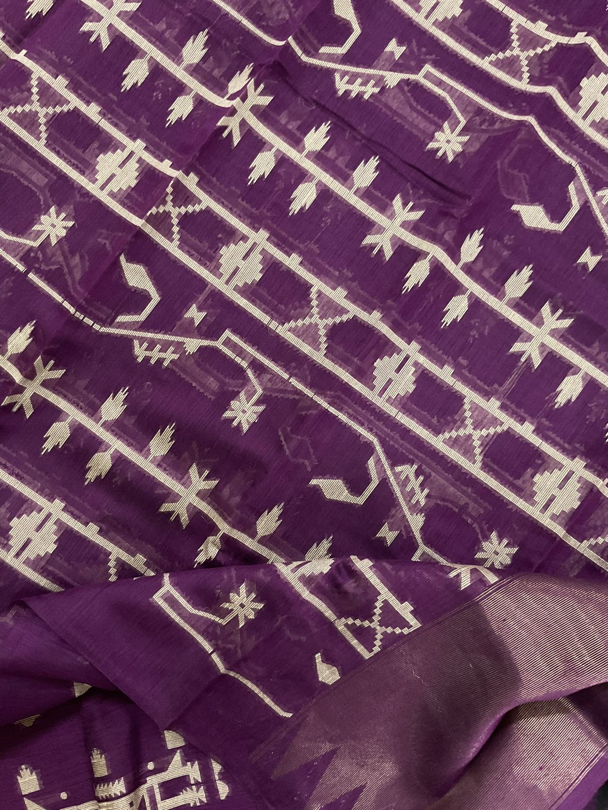 Soft Slub Chanderi Jamdani Weaved Suit - Purple