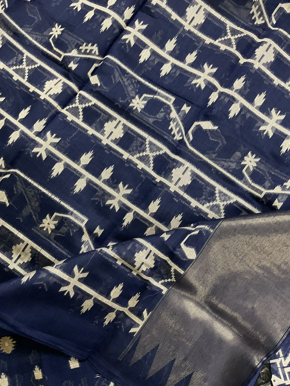 Soft Slub Chanderi Jamdani Weaved Suit - Blue