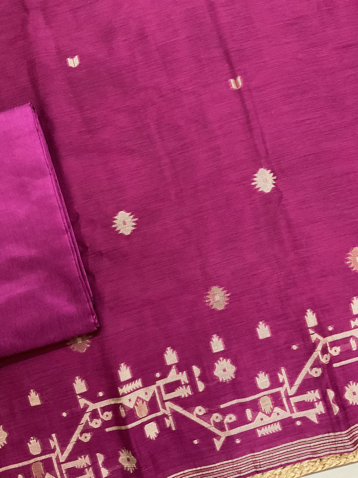 Soft Slub Chanderi Jamdani Weaved Suit - Pink