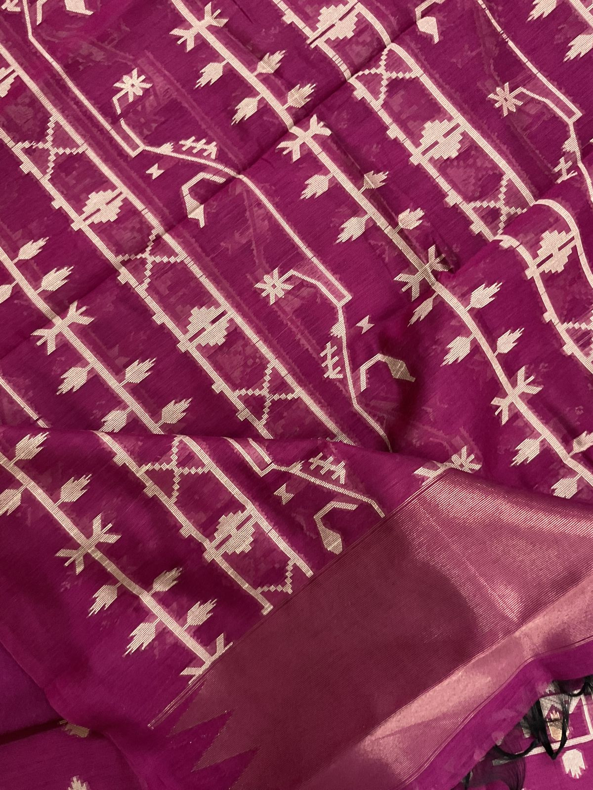 Soft Slub Chanderi Jamdani Weaved Suit - Pink