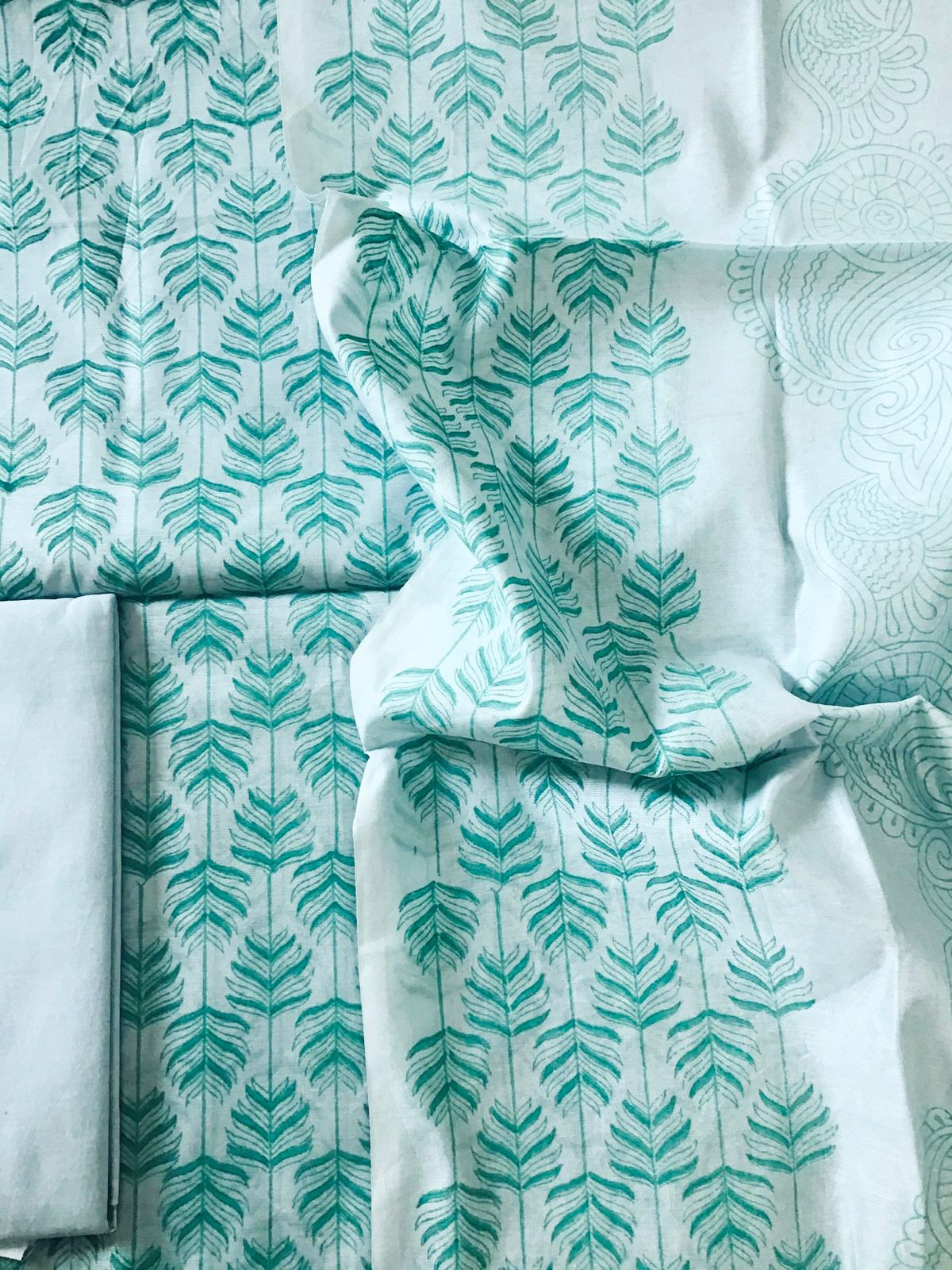 Soft Chanderi Printed Suit - Sea Blue