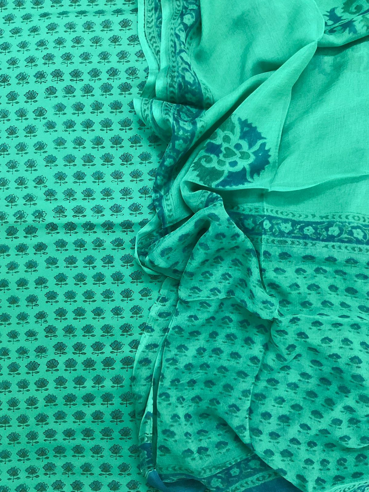 Soft Lizzie Bizzie Cotton Printed Suit - Green