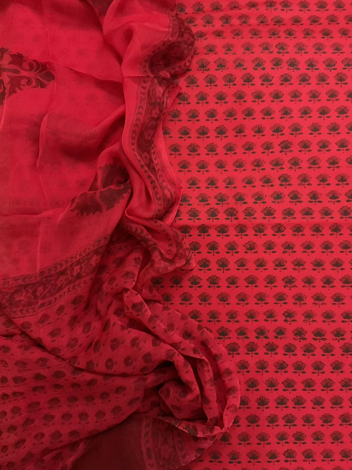 Soft Lizzie Bizzie Cotton Printed Suit - Red