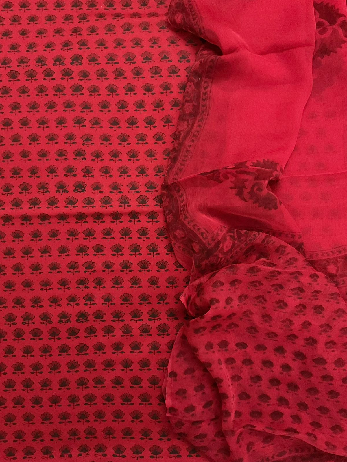 Soft Lizzie Bizzie Cotton Printed Suit - Red