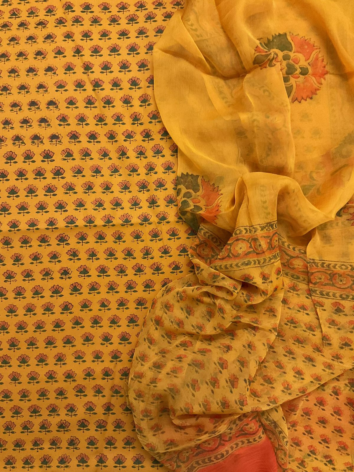 Soft Lizzie Bizzie Cotton Printed Suit - Yellow