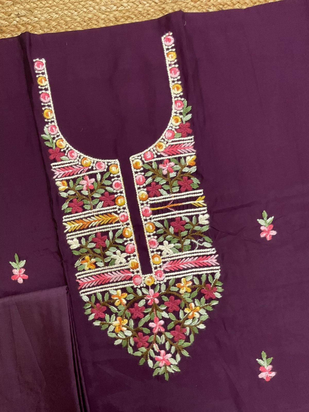 Soft Muslin Embroidered Suit - Peacock Purple