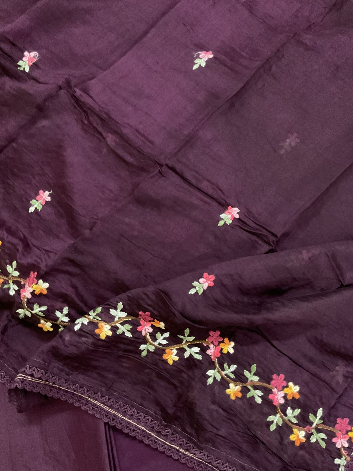 Soft Muslin Embroidered Suit - Peacock Purple