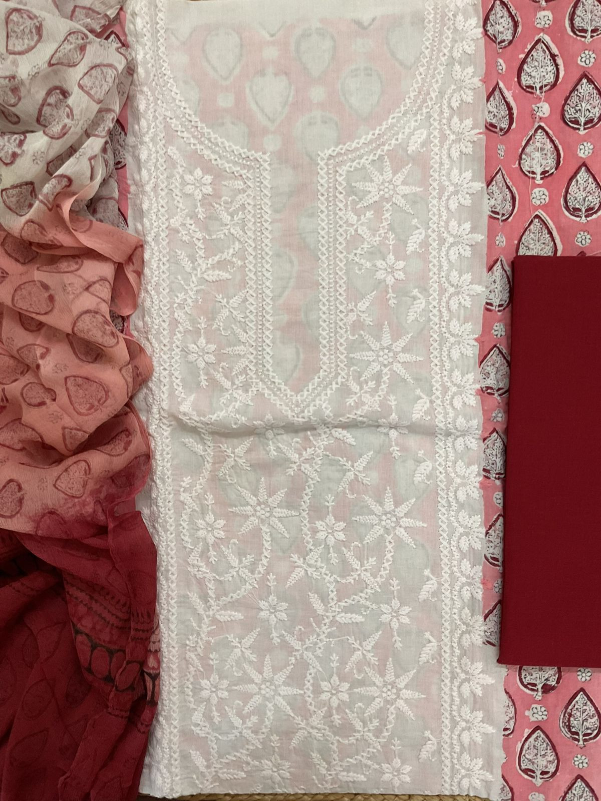 Pure Cotton Printed Embroidered Suit - Pink