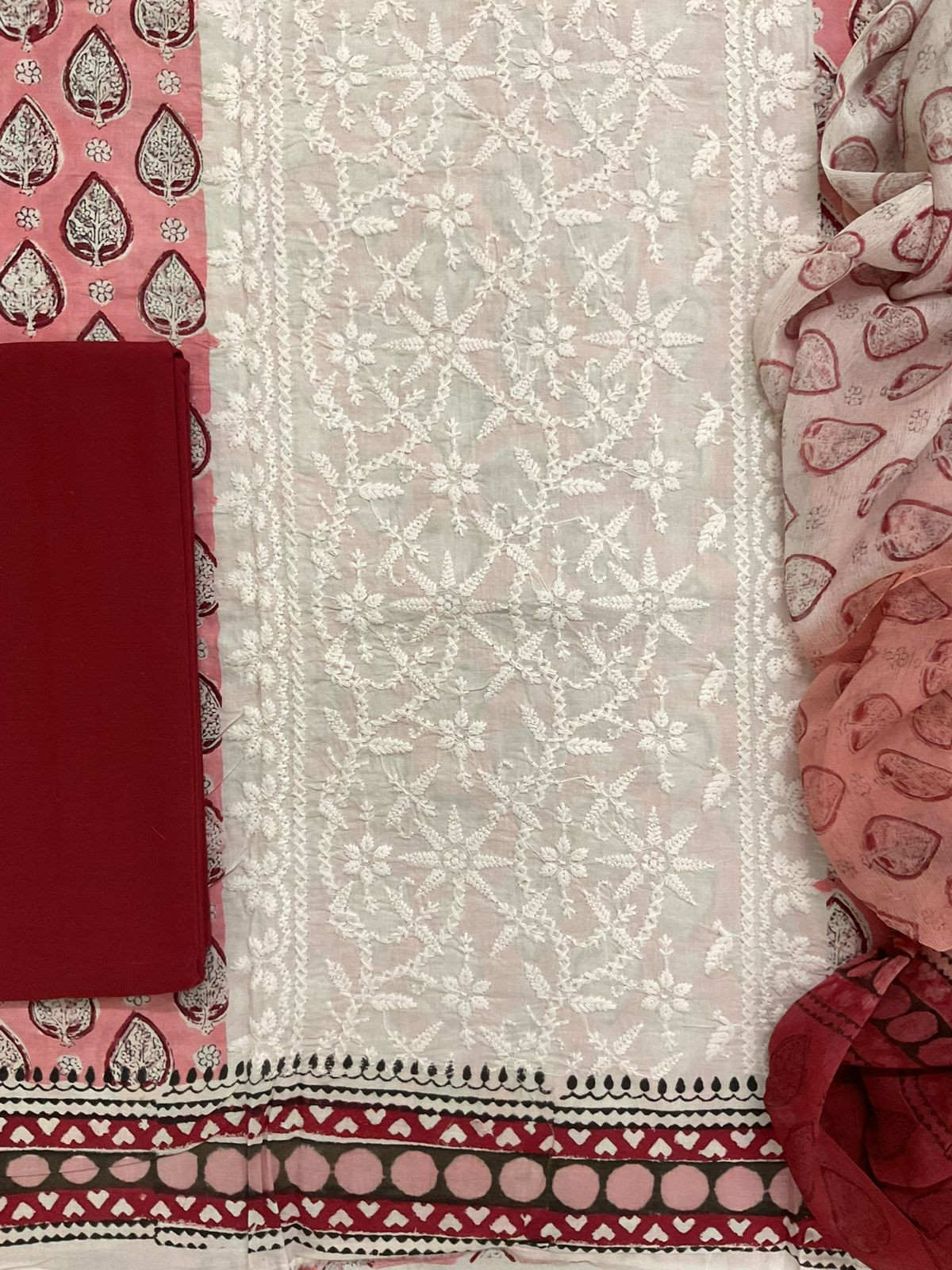 Pure Cotton Printed Embroidered Suit - Pink