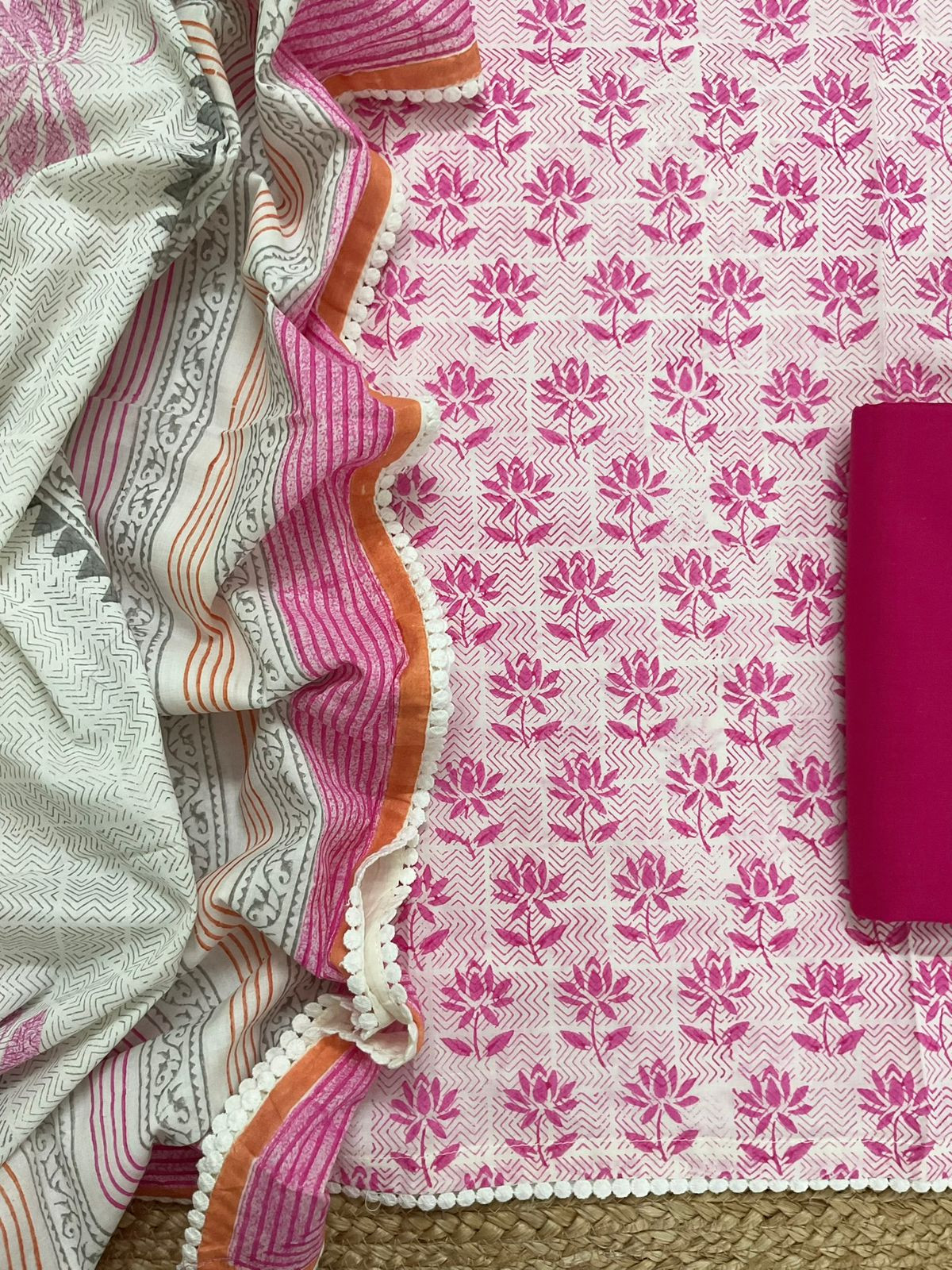 Pure Cotton Printed Suit - Pink