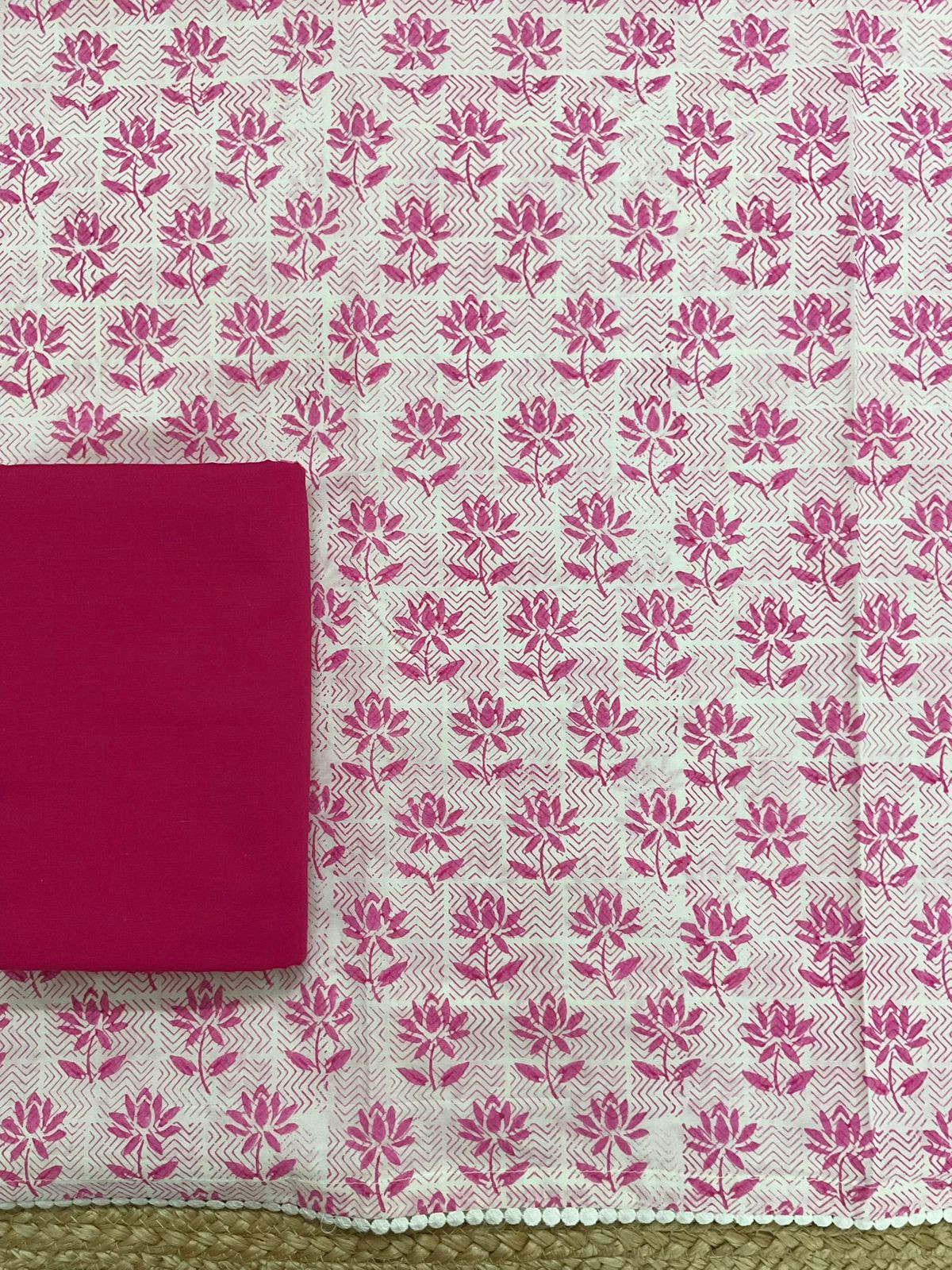 Pure Cotton Printed Suit - Pink