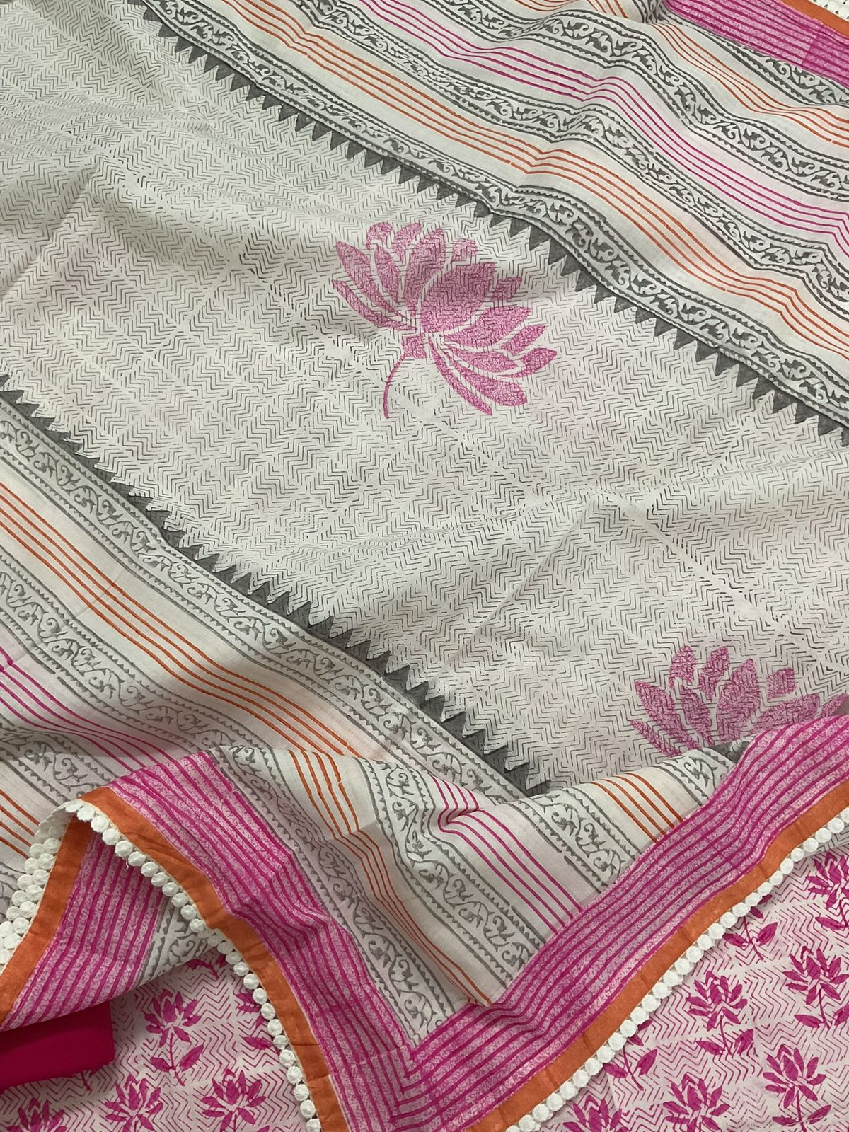 Pure Cotton Printed Suit - Pink
