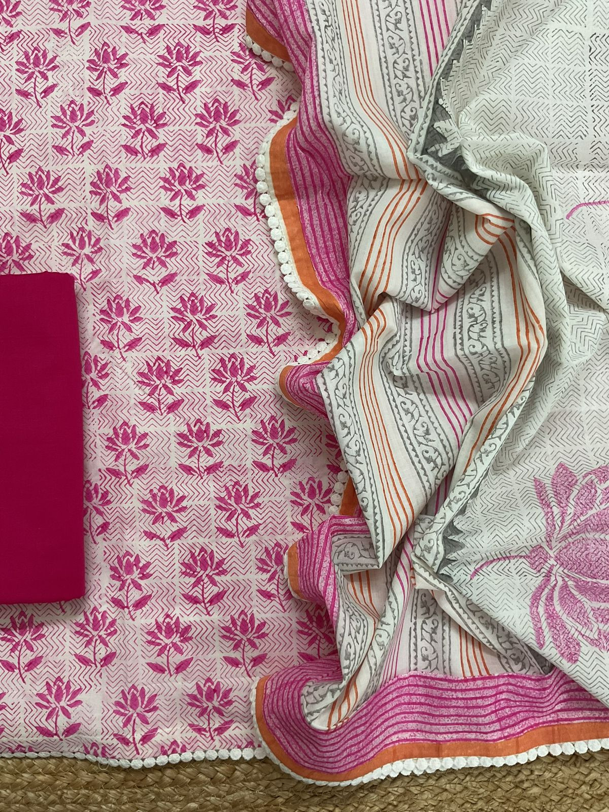 Pure Cotton Printed Suit - Pink