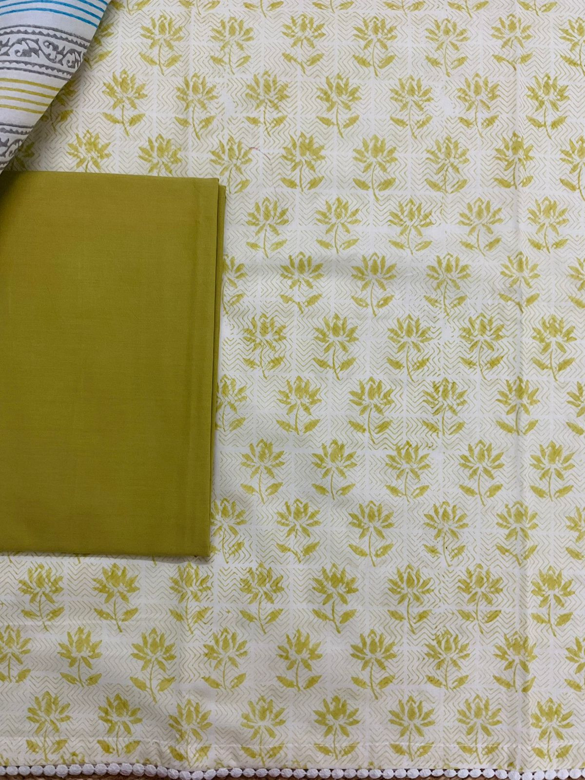 Pure Cotton Printed Suit - Green