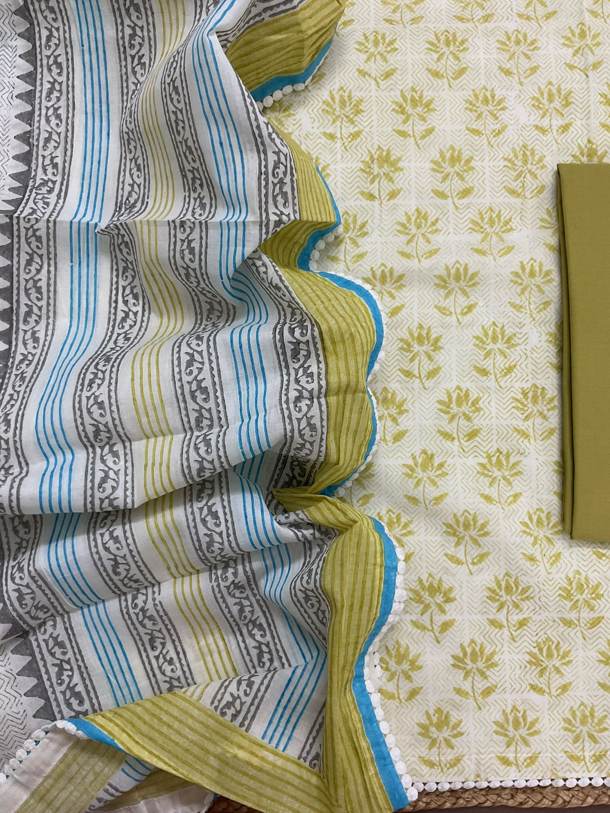 Pure Cotton Printed Suit - Green