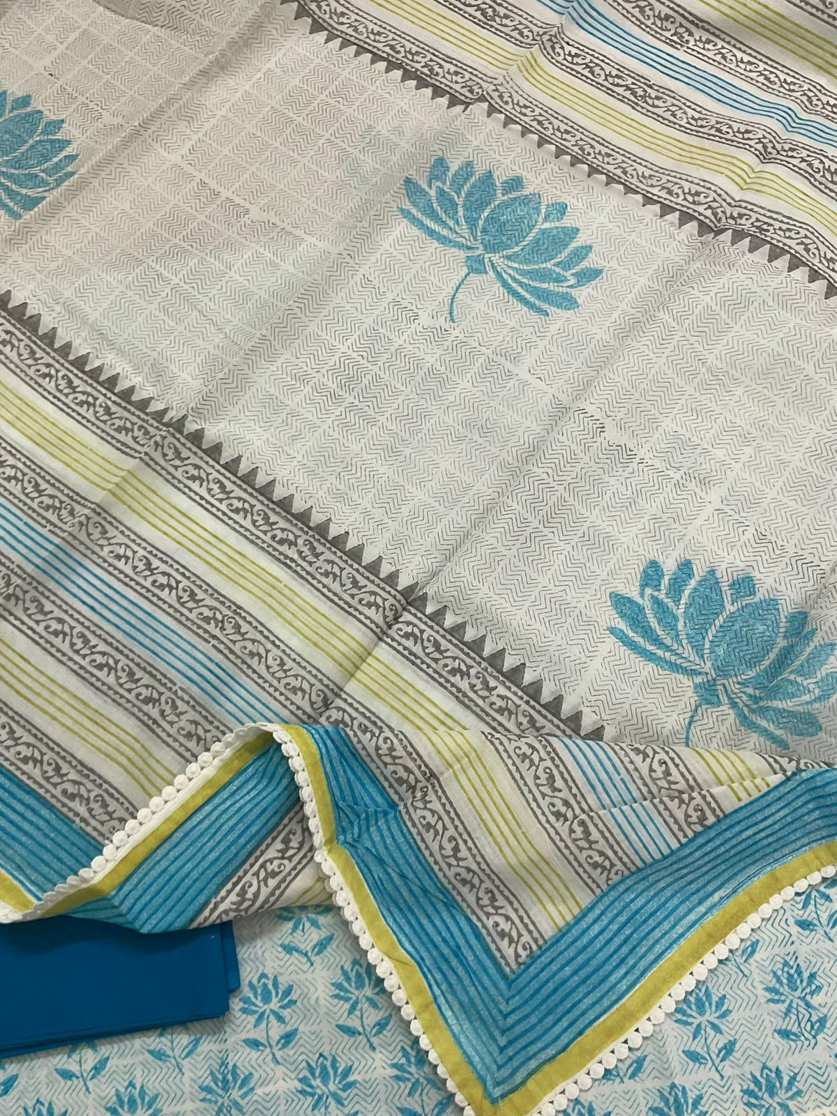 Pure Cotton Printed Suit - Blue