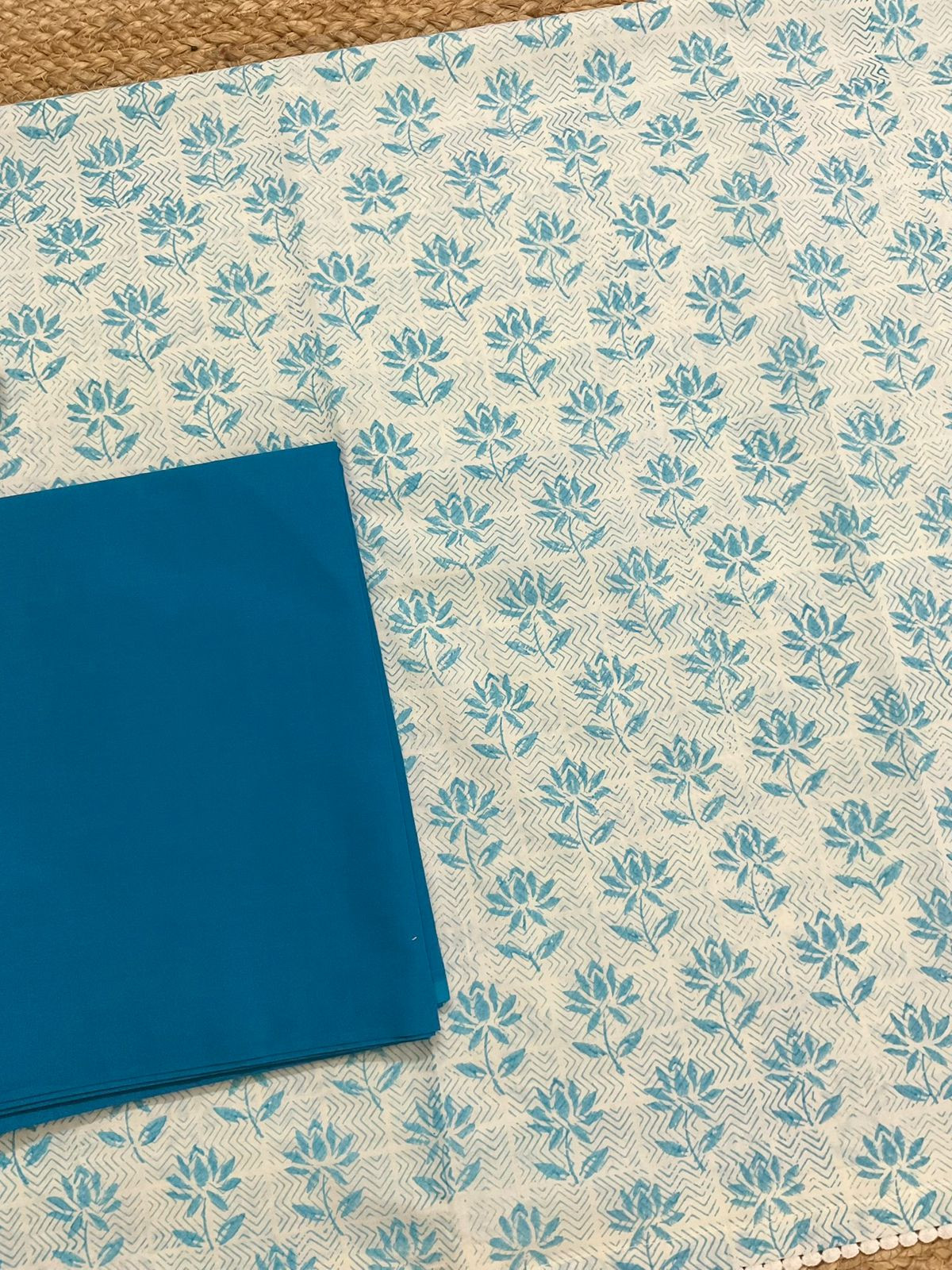 Pure Cotton Printed Suit - Blue