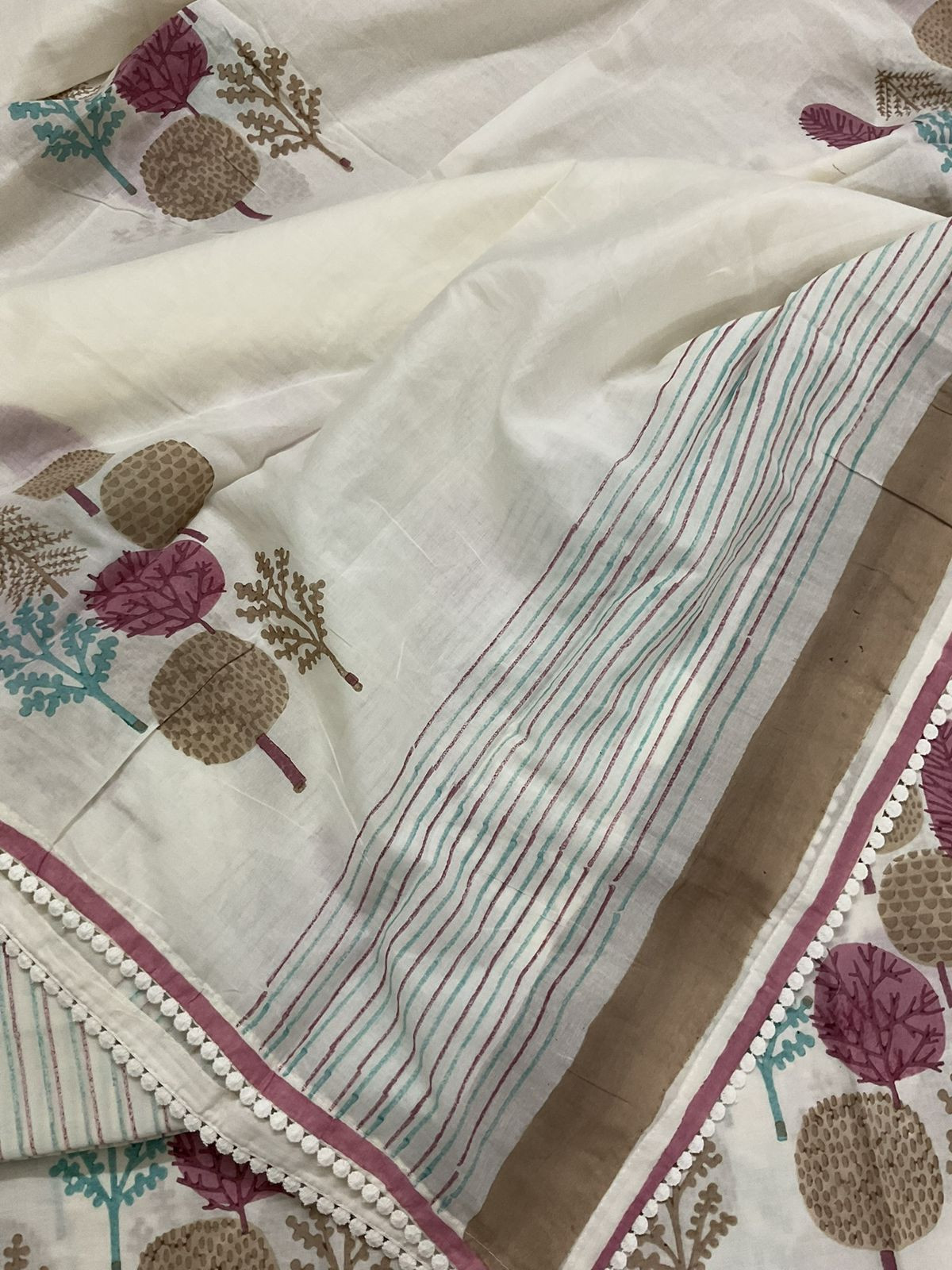 Pure Cotton Printed Suit - Offwhite