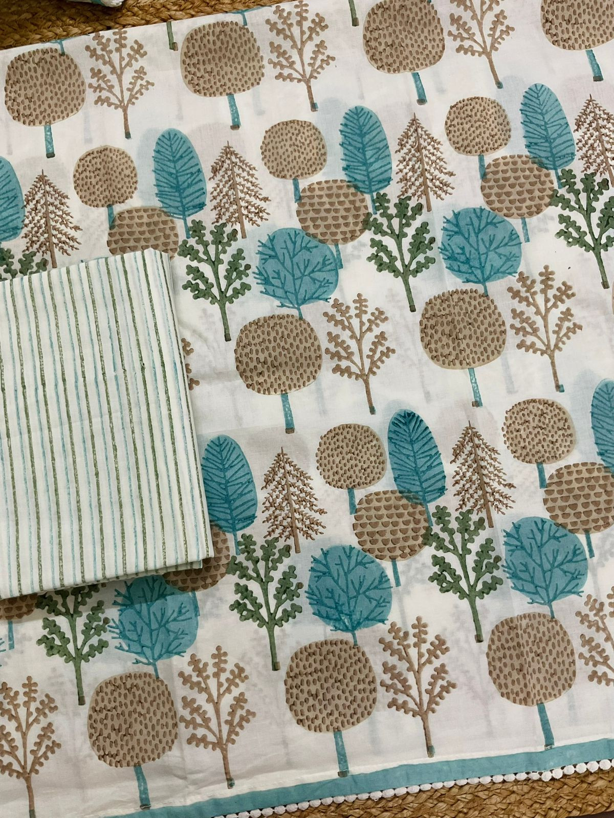 Pure Cotton Printed Suit - Offwhite