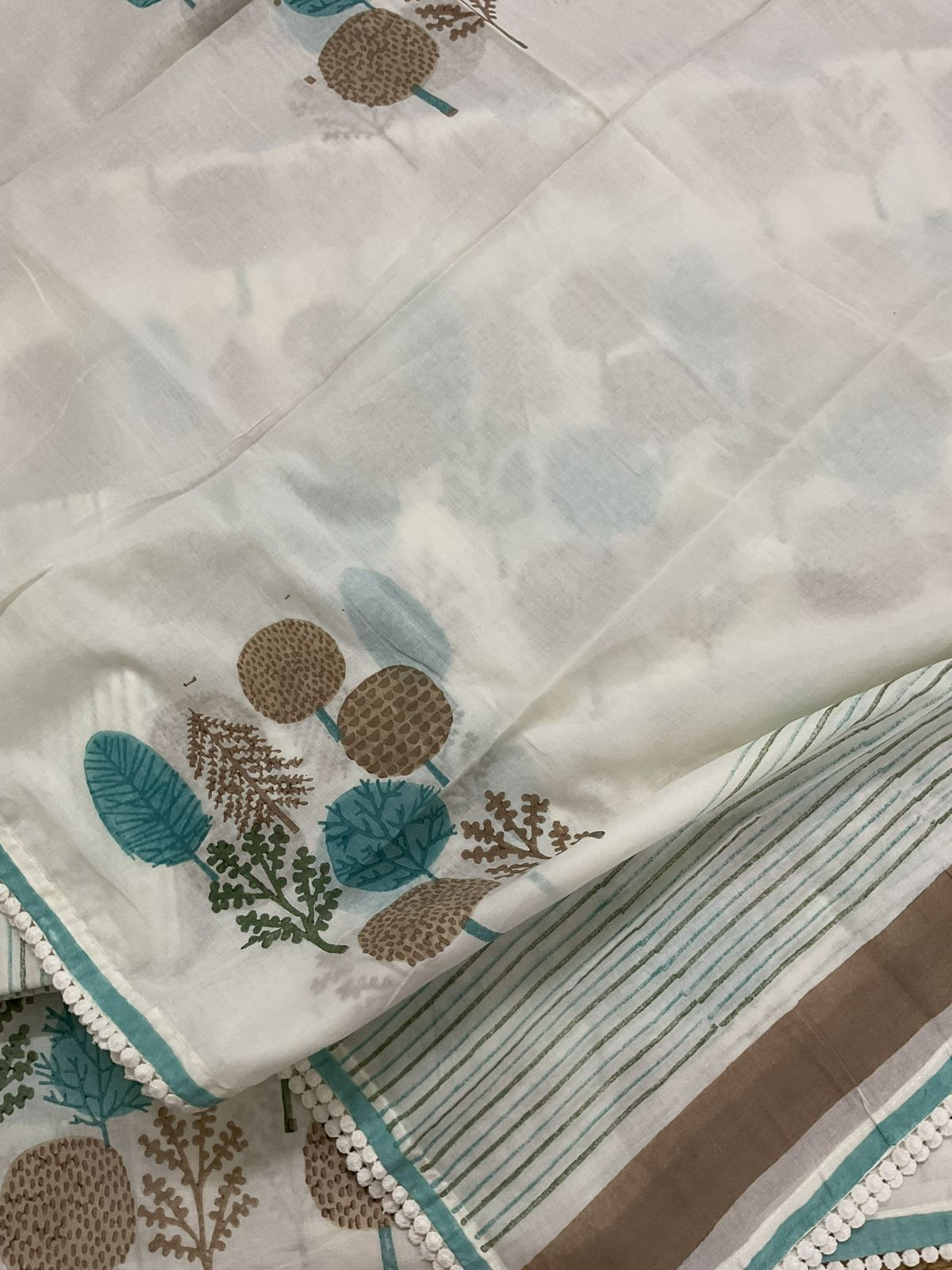 Pure Cotton Printed Suit - Offwhite