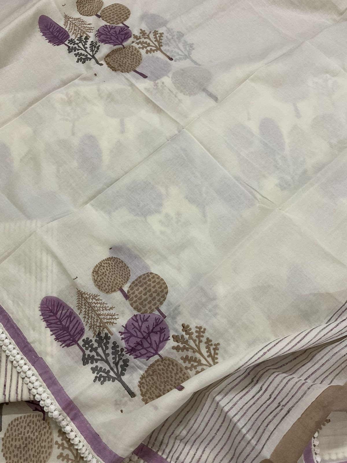 Pure Cotton Printed Suit - Offwhite