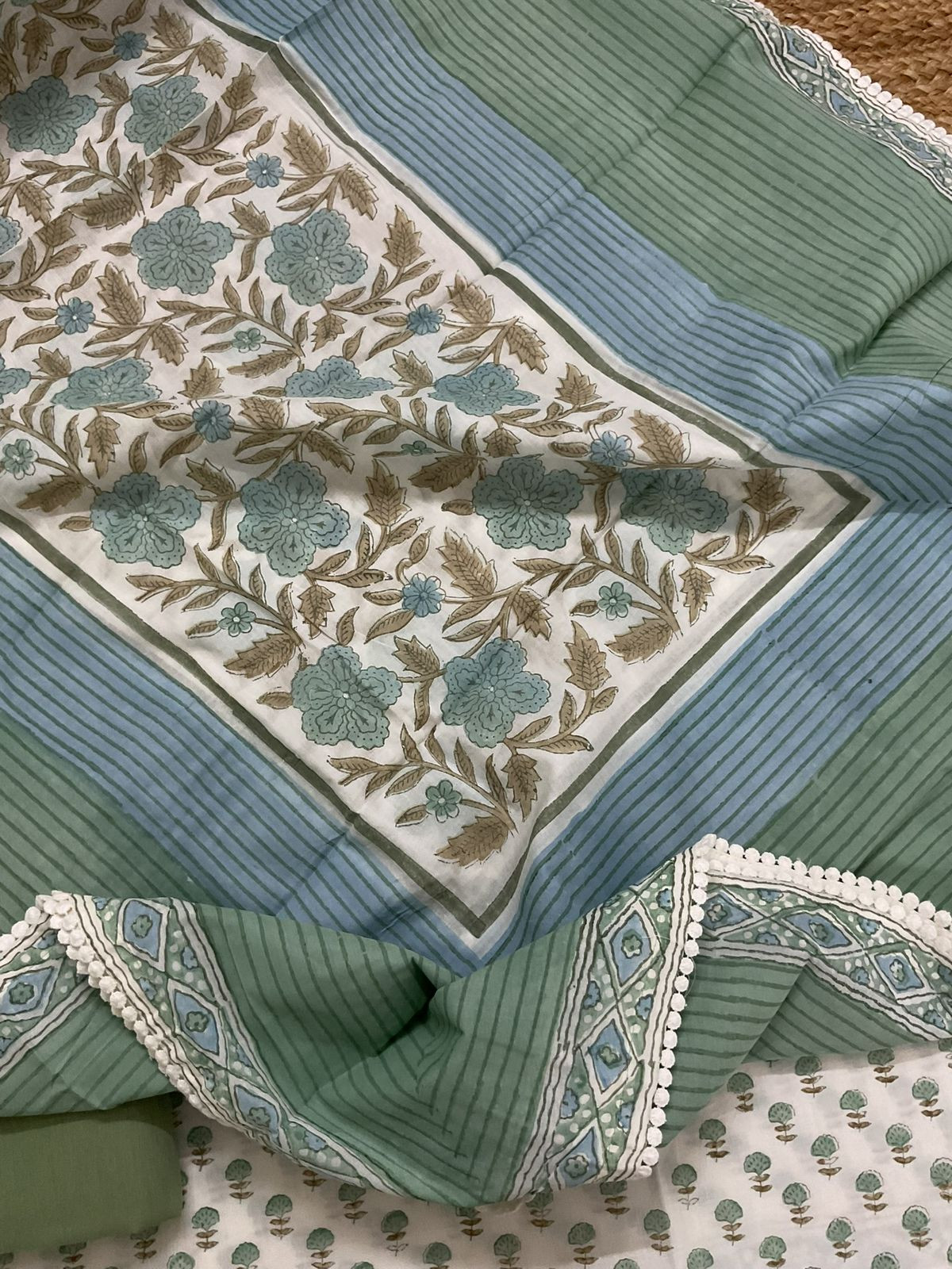 Pure Cotton Printed Suit - Offwhite