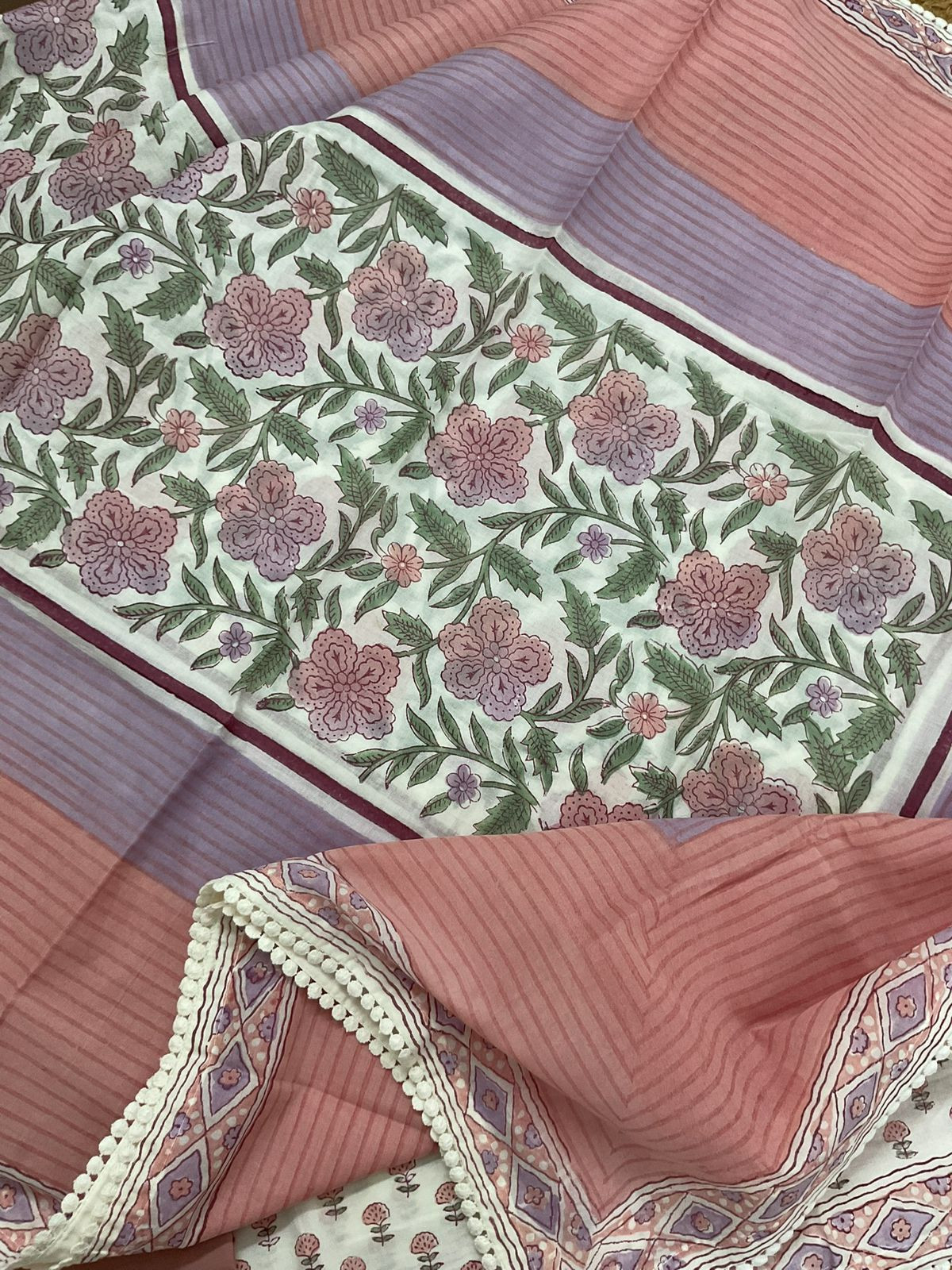 Pure Cotton Printed Suit - Offwhite