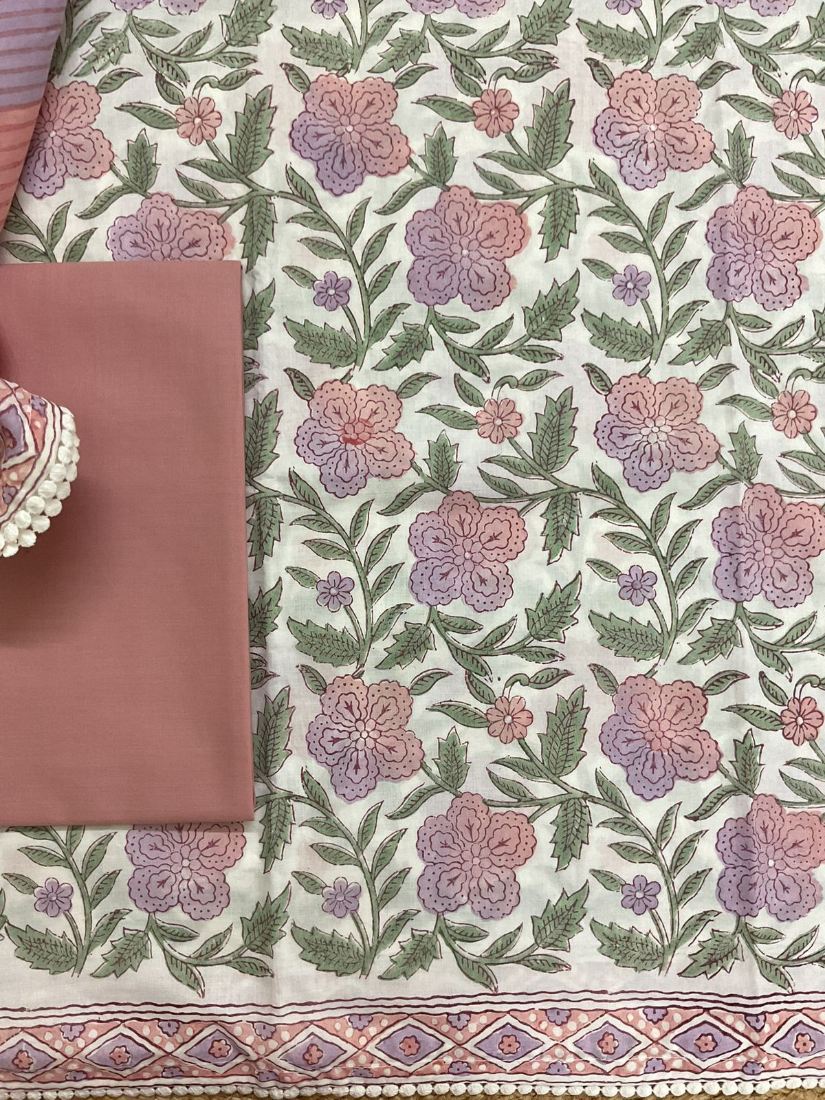 Pure Cotton Printed Suit - Offwhite