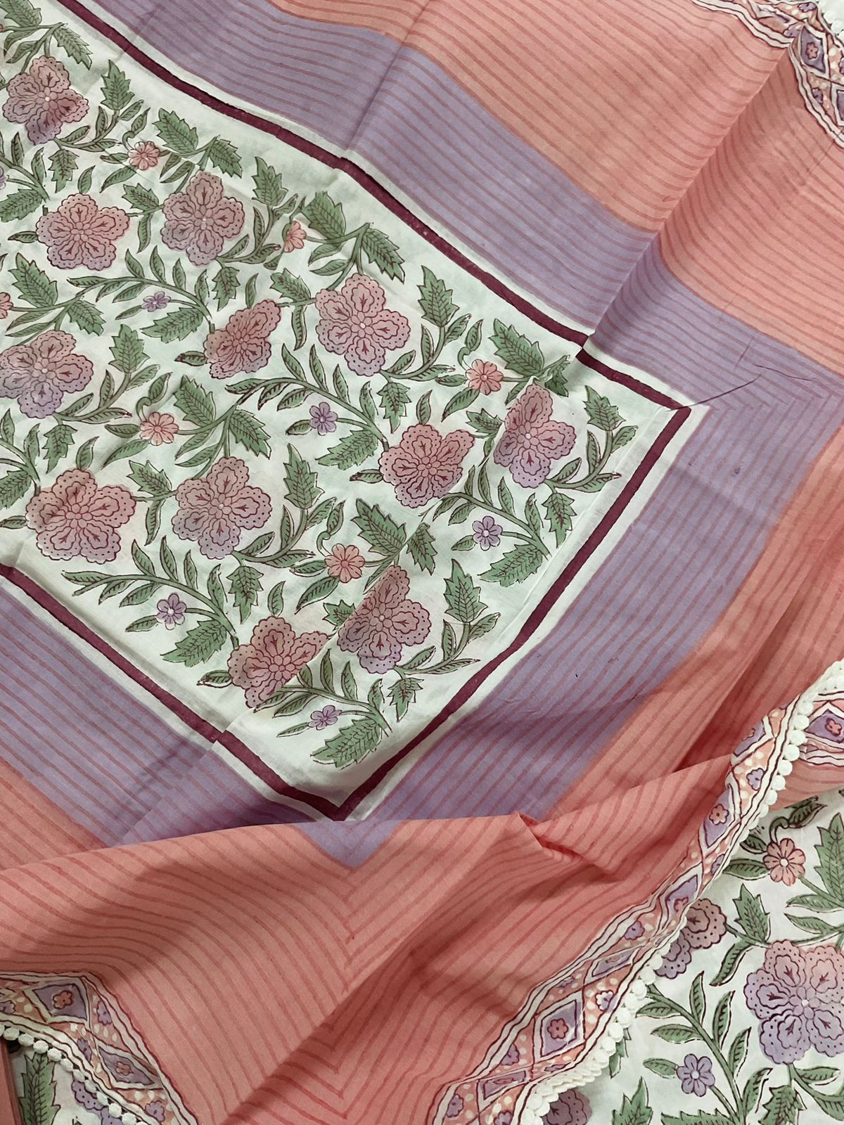 Pure Cotton Printed Suit - Offwhite