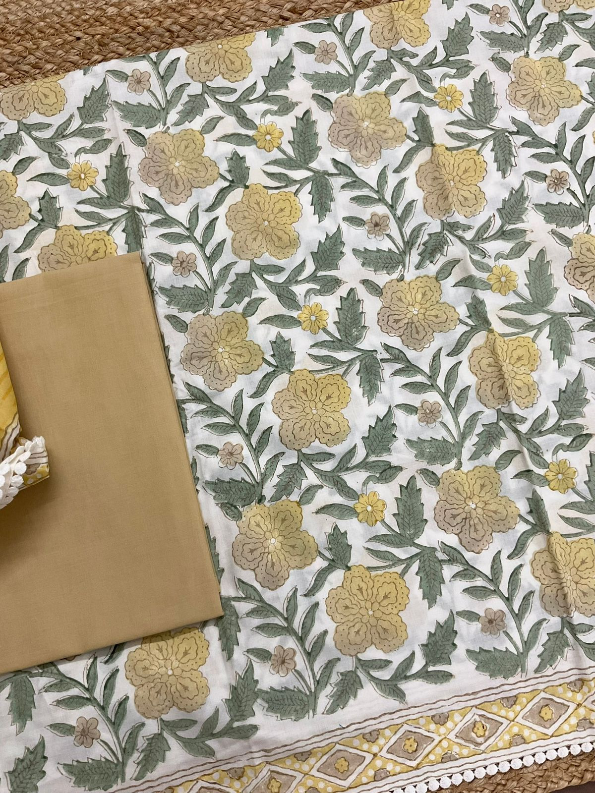 Pure Cotton Printed Suit - Offwhite