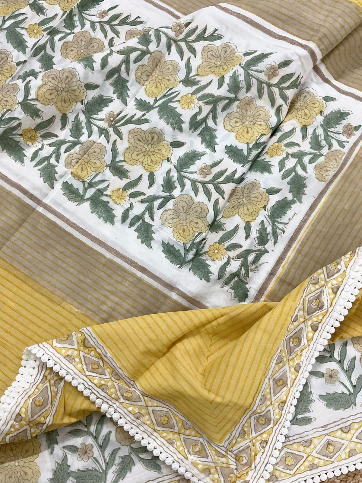 Pure Cotton Printed Suit - Offwhite