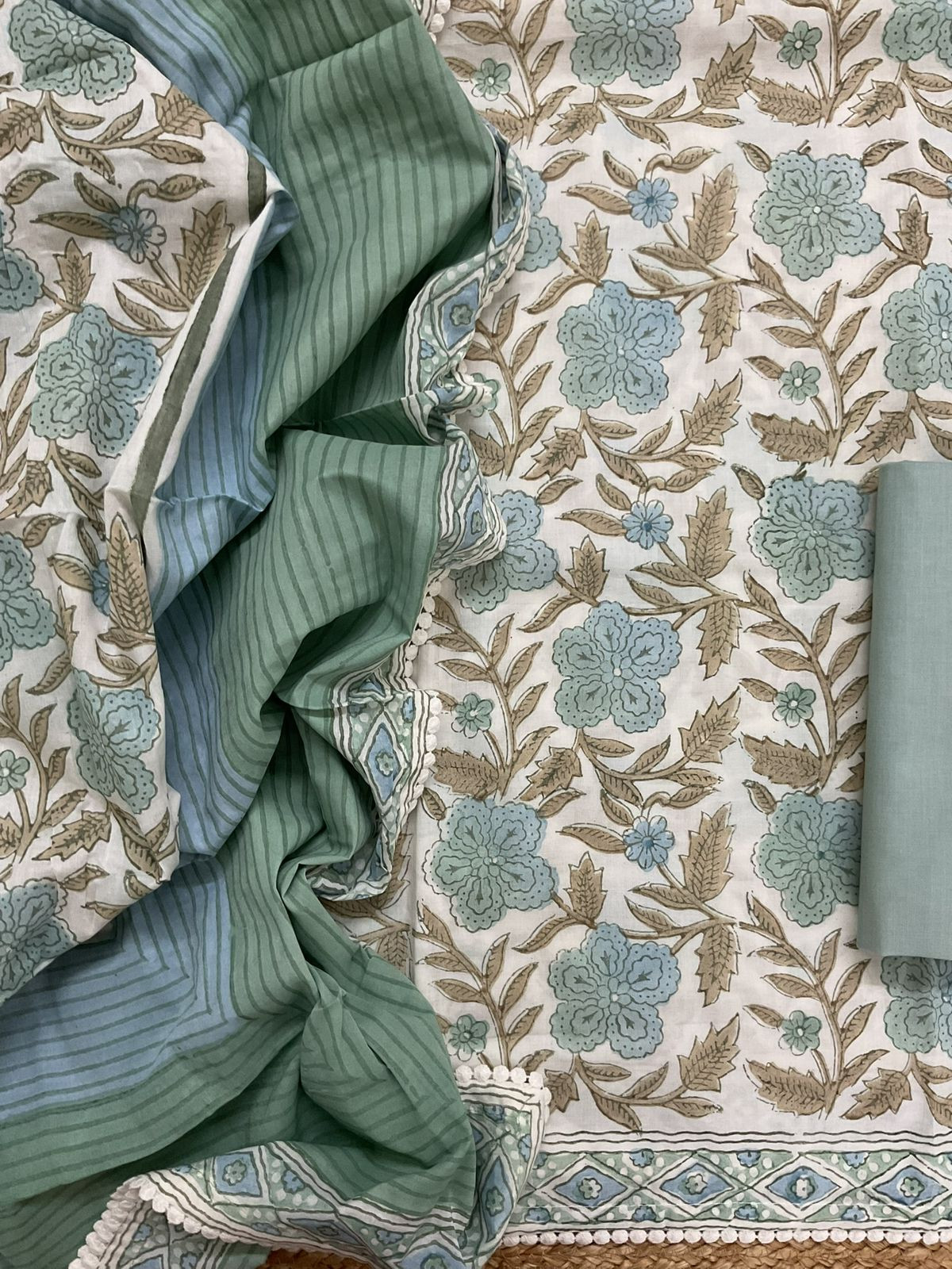 Pure Cotton Printed Suit - Offwhite