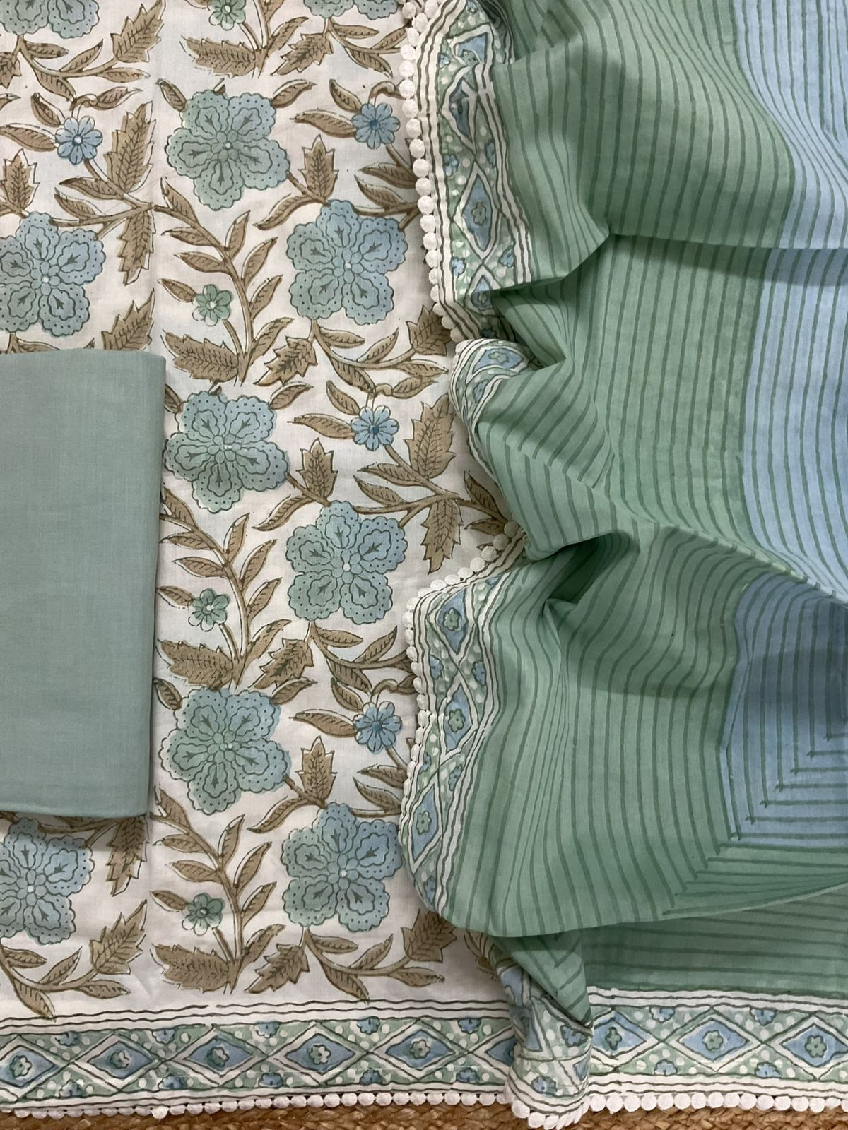 Pure Cotton Printed Suit - Offwhite